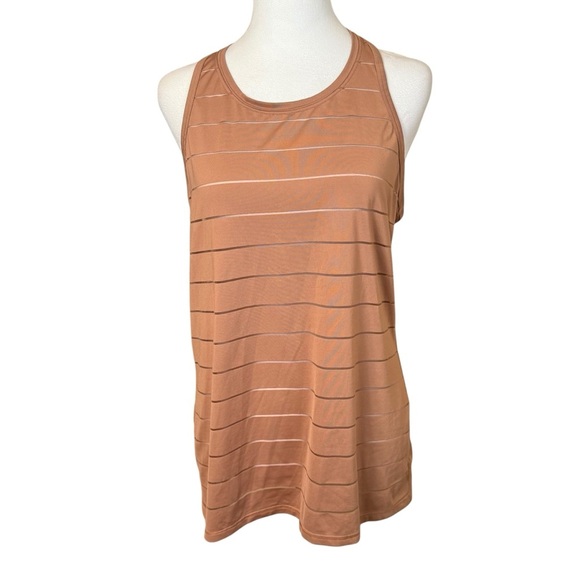 Athleta Tops - ATHLETA Stripe Mesh Tan Chi Tank Top Size Medium Workout Fitness Gym Athletic